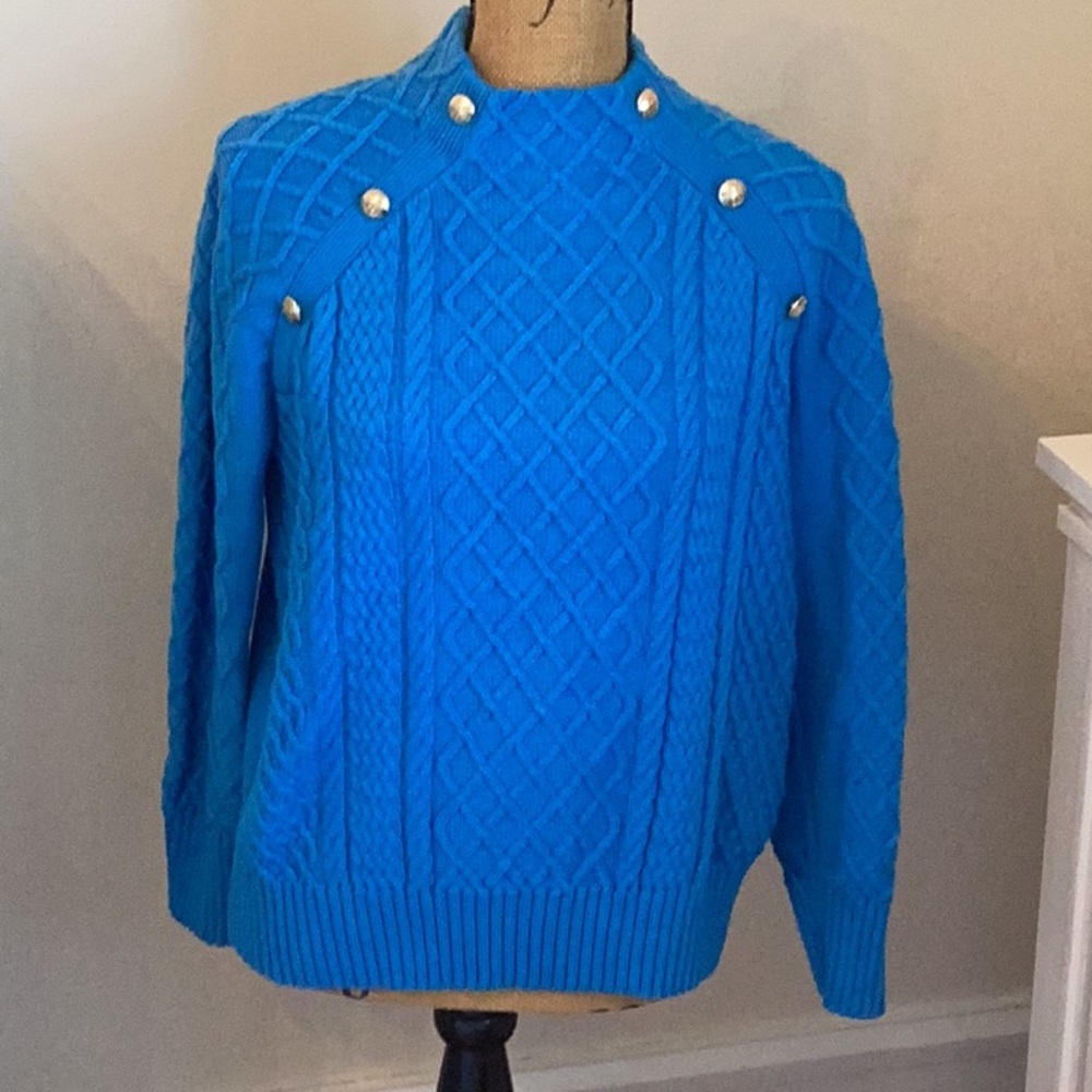 Talbots pullover sweater-mock neck w/gold button accents